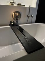 Planche de bain en bois - Steigerhout Zwart - Support de bain pour baignoire - Accessoire de salle de bain - Support de bain - Encastrement pour tablette - industrialwood.nl - 90cm