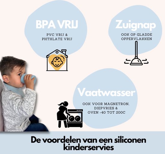 My favourites by far®-8 / 13 delig Siliconen Kinderservies set-Rose Red-Duurzaam-BPA Vrij-5 GRATIS accessoires-Placemat-Bord+Kom met Zuignap en deksel-Drinkbeker met rietje en Snack deksel -Baby Bestek-Slabbetjes-Kraamcadeau-cadeauverpakking van MY — afbeelding 5