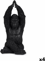 Decoratieve figuren Gorilla Yoga Zwart 18 x 36,5 x 19,5 cm (4 Stuks)