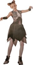 Verkleedset Halloween jurk skeleton, maat 110