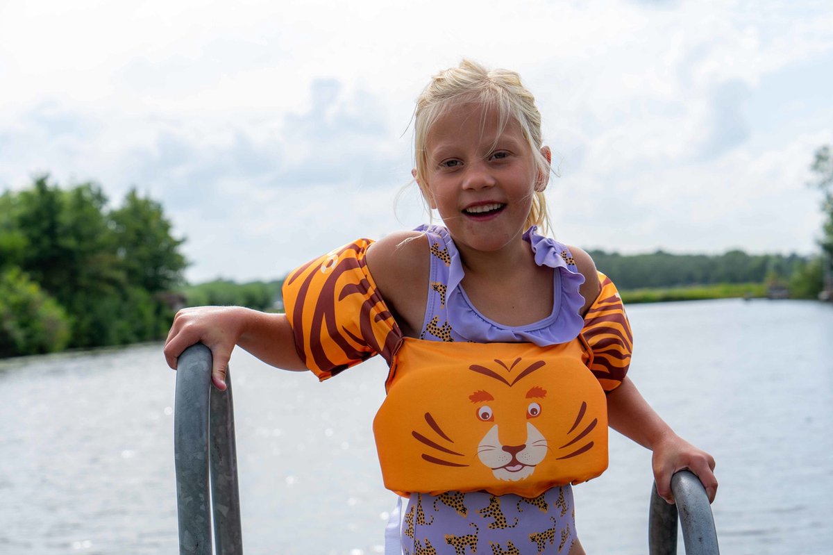 DOBBO Tony de Tijger - Puddle Jumper - Zwembandjes - Zwemvest - Zwemvleugels - voor Kind van 2 tot 6 jaar - 15 tot 30kg - Oranje — afbeelding 6