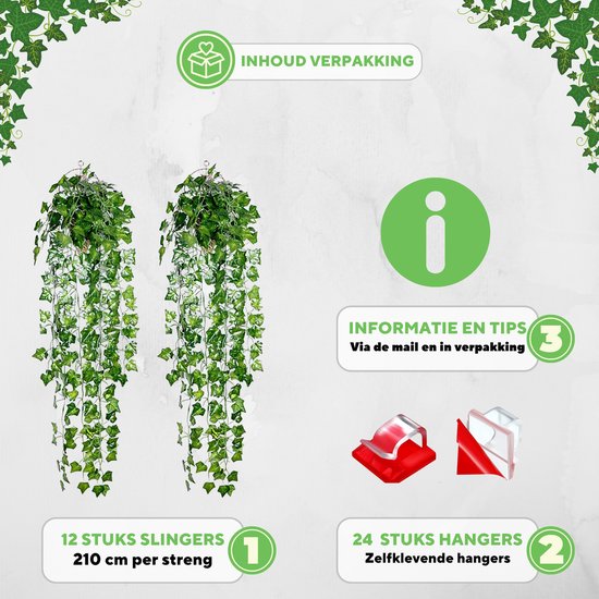 DazSpirit 60 Stuks Kunstmatige Klimop Slinger, 420 Ft Nep Klimop Plant Decoratie, Klimop Slinger Kunstplant voor Bruiloft, Keuken, Tuin, Feest, Muurdecoratie
