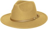 Yehwang - Dameshoed - Fedora - Beige - Band - Gesp