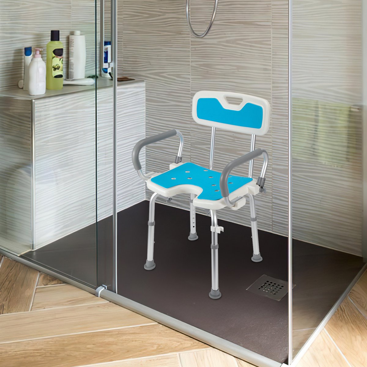 Douchekrukje Badkamerkrukje Douchekruk Verstelbaar Antislip Aluminium