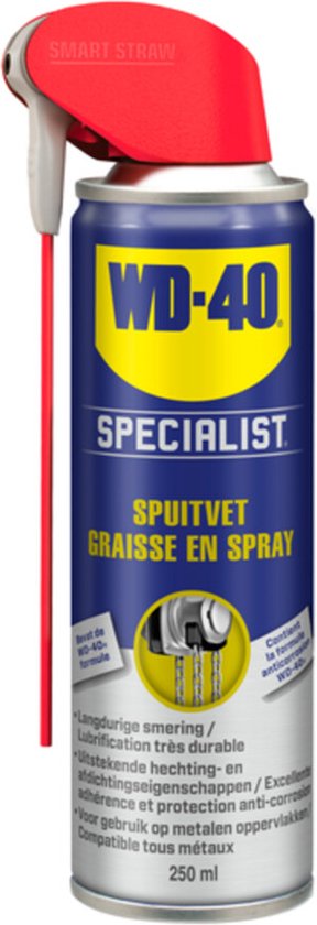 WD-40 Specialist® Spuitvet - 250ml - Smeervet - Smeermiddel - Langdurige smering, waterdicht, en anti-corrosie