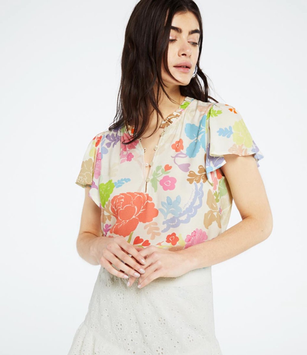 Fabienne Chapot Vanessa Top 288 Tops & T-shirts Dames - Shirt - Gebroken wit - Maat 34