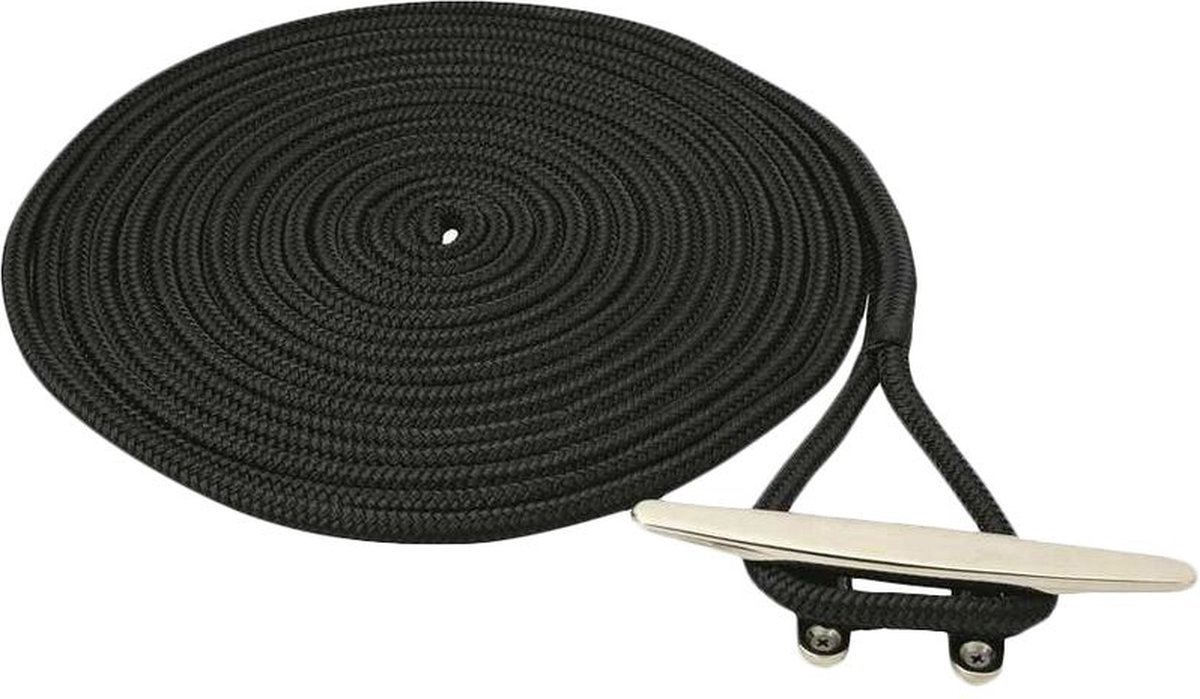 Polyester landvast met oogsplits - Zwart - 14 mm x 9 meter