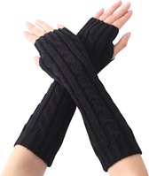 Winkrs | Polswarmers Zwart - Lange Gebreide Polswarmers - Vingerloze Handschoenen zonder vingers