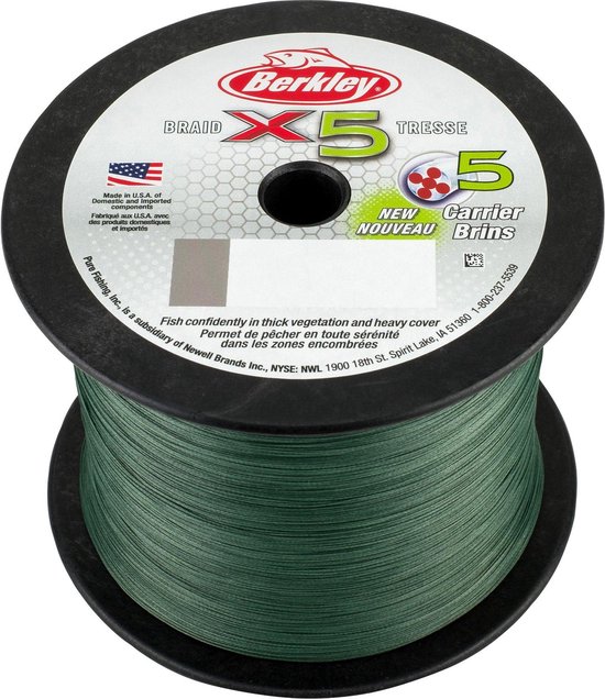 Berkley X5 - Ligne Tressée Low-Vis Vert - 2000m - 17kg - 0.17mm