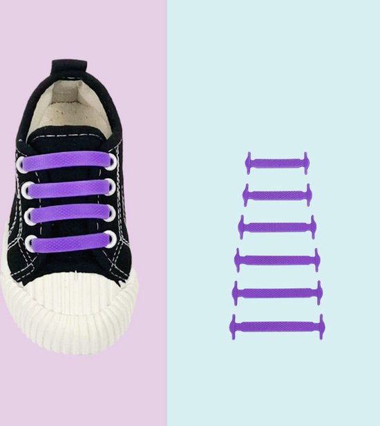 Siliconen elastische Veters – Sport veters - Schoenen Sneakers – Kinderen - Paars