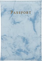 Cadorabo Paspoort- en kaarthoesje van kunstleer in Marmer Blauw - 2-delige tassenset geschikt voor één paspoort en één kaart elk in trendy design