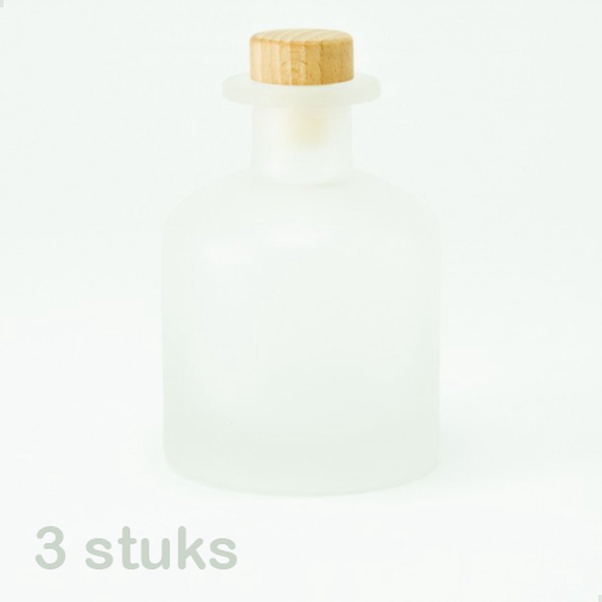 3 frosted glazen flessen van 250 ml - kleur wit - vaasje - huisparfum - geschenk - decoratie