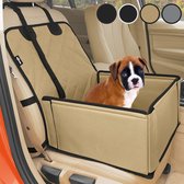 Siège auto pour chien Extra stable, siège auto pour chien de haute qualité pour chiens de petite et moyenne taille, parois renforcées et 3 ceintures, siège auto pour chien étanche pour le siège arrière et avant (beige)