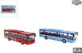 2-Play City Bus - speelgoed die-cast stadsbus met pullback motor - leverbaar in rood en blauw