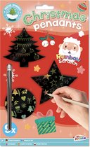 Suspensions de Noël à gratter couleurs arc-en-ciel, 9pcs - artisanat enfants - noël - bricolage - paquet d'artisanat
