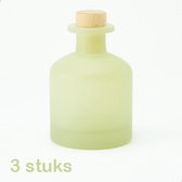 3 frosted glazen flessen van 250 ml - kleur groen - vaasje - huisparfum - geschenk - decoratie