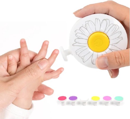 Elektrische Nagelvijl - Baby Nagelverzorging - Kraam Cadeau - 6 verschillende opzetkoppen - Laag geluidsniveau - Handpalmformaat - Kindveiligheid - Makkelijk in aadloosgebruik - Ook voor volwassenen - Baby Cadeau - Dr — afbeelding 4