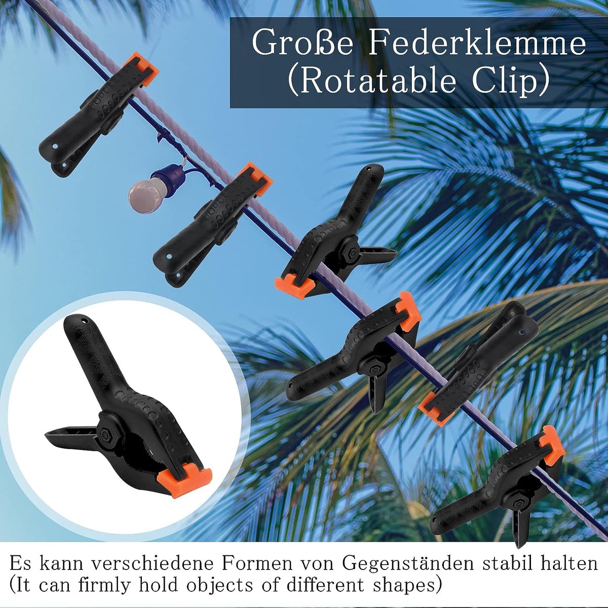 Lot De 20 Pinces à Ressort Grande Envergure 30 Cm - Nylon Antidérapant, Force De Serrage élevée - Pour Bricolage, Photo, Artisanat