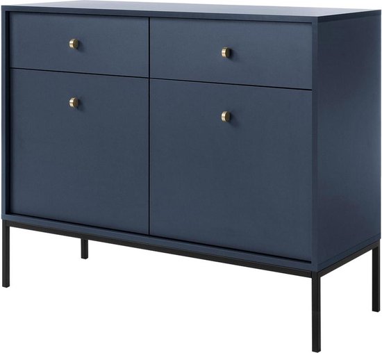 Buffetkast met 2 laden en 2 deuren - Blauw - BOGDAN L 103.5 cm x H 83.2 cm x D 39 cm