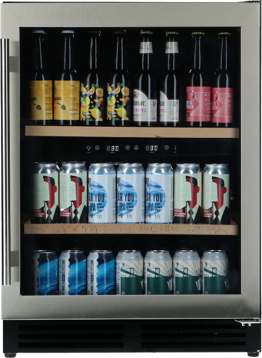 Bierkoelkast Brussel - glazen deur met RVS rand - 126 flessen - Koelkast horeca - Bier koelkast voor Thuis - Flessenkoelkast- Drank koelkast - Bierkast