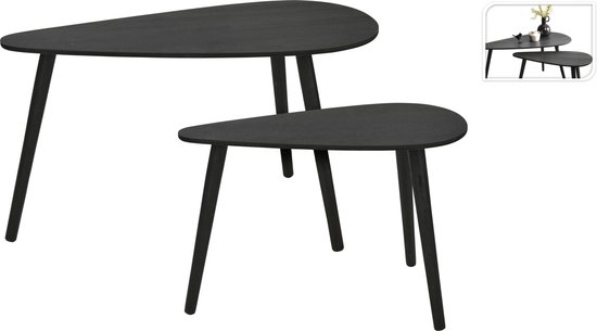 Table d'appoint In & Out Deco - ensemble de tables basses ovale plaqué noir