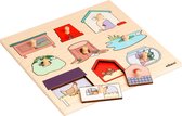 Educo Inlegpuzzel Dierenhuisjes - Verassingspuzzel - Houten speelgoed - Houten puzzel - Educatief speelgoed - Kinderspeelgoed - 9 stukjes