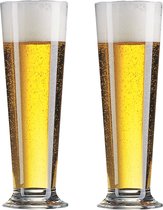 Bier Bierglazen Duo Strijk Applicatie Large 19.5 cm / 25 cm / Geel Wit