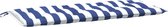 vidaXL - Tuinbankkussen - gestreept - 120x50x7 - cm - stof - wit - en - blauw
