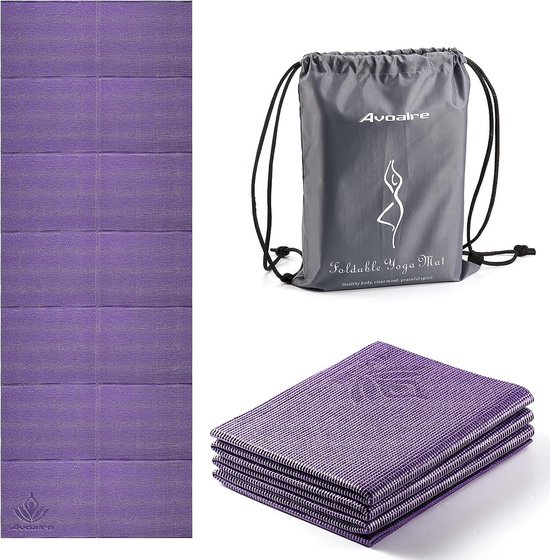 Yogamat voor reizen, licht, opvouwbaar, met opbergtas, dikte 1 mm