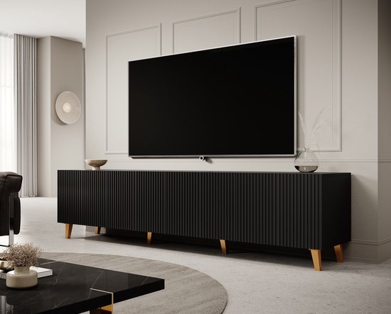 Tiroir meuble - Meuble TV Prime - Zwart - 200 cm