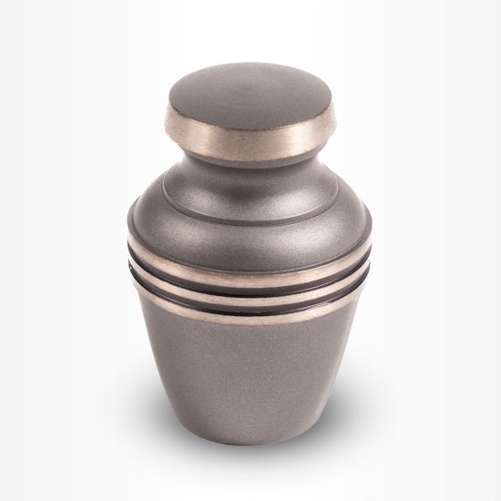 Crematie-urn | Mini messing urn | Mini urn mat grijs | 0.11 liter