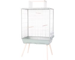 Vogelkooi ZOLUX Neolife Groen - Luxe Met Inrichting - 81x48x152 cm, Open Bovenkant, Inclusief Zitstokken en Silo's