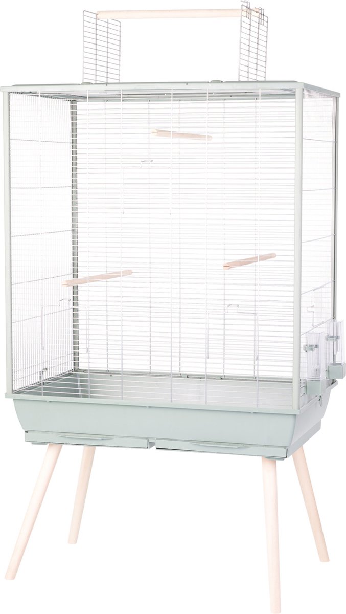 Vogelkooi ZOLUX Neolife Groen - Luxe Met Inrichting - 81x48x152 cm, Open Bovenkant, Inclusief Zitstokken en Silo's