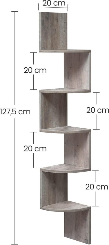 Hoek Wandplank Met Zigzag Ontwerp - 5-Lagen Zwevende Plank Voor Boeken Planten Decoratie