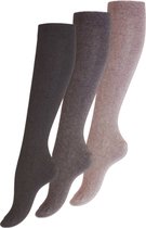 3 paires de chaussettes hautes femme - Col sans pression - Mélange de marrons - Taille 39-42
