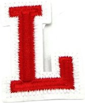 Alfabet Letter Embleem Strijk Patch Rood Wit Letter L / 3.5 cm / 4.5 cm