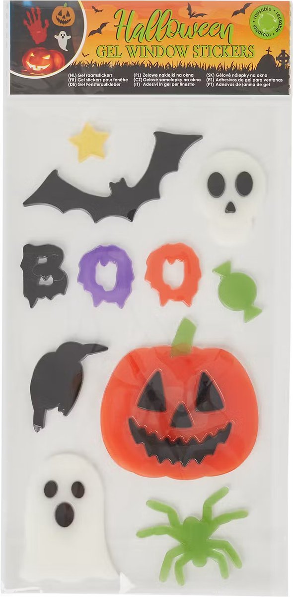 Halloween gel raamstickers "Pompoen"