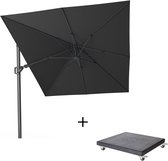 Platinum Challenger T² zweefparasol 350x260cm Faded Black + Premium Modena parasolvoet 90kg