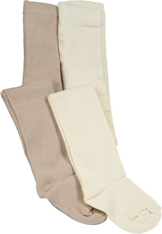 Chaussettes Pantalon - Chaussettes Pantalon Enfant - Beige - 2 Paires - Taille 110/116