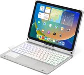 IPS - Keyboard Case Geschikt Voor Apple iPad 2022 10.9 Inch 10de Generatie - Bluetooth Toetsenbord Hoes - 360 graden draaibaar met Touchpad Muis - Zilver