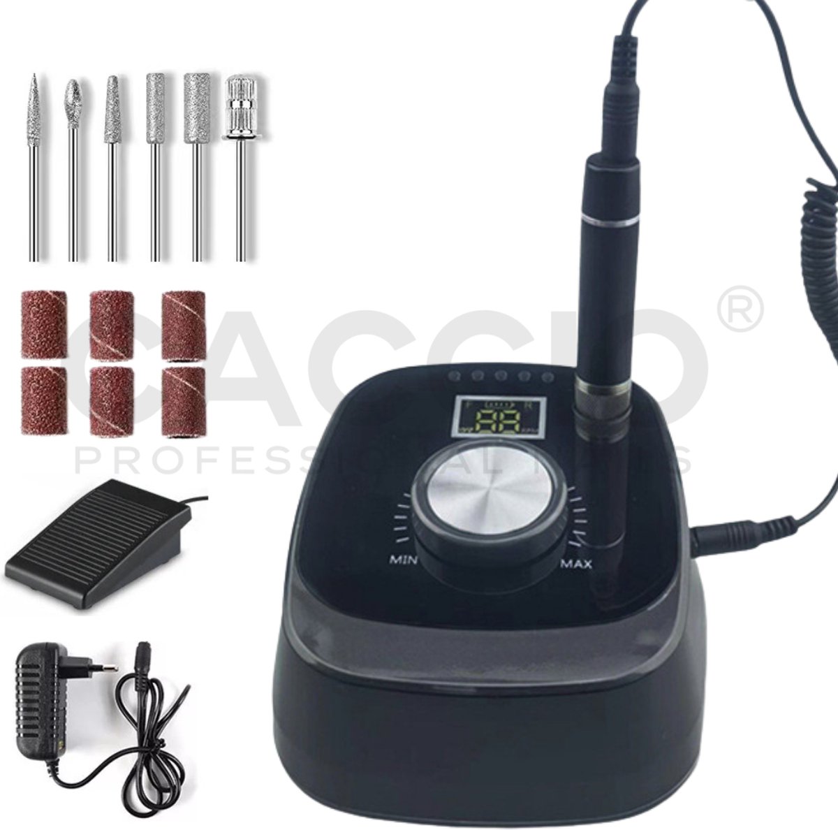 Elektrische Nagelfrees - Elektrische Nagelvijl - Nagelvijl elektrische - 40.000 RPM -Grijs- Weinig tot geen trillingen - Extra stil geluid - Inclusief 6 bitjes - 6x schuurrolletjes - Manicure/Pedicure Voeten en Handen - Manicureset voor nagels