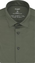 OLYMP 24/7 modern fit overhemd - tricot - olijfgroen - Strijkvriendelijk - Boordmaat: 44