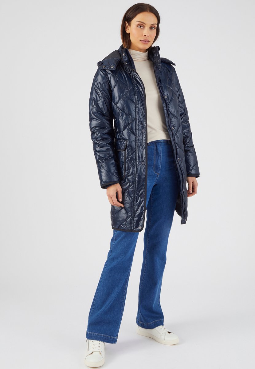 Damart - Maxi-donsjas met glans, gevoerd in gerecycleerd Thermolactyl® - Dames - Blauw - 42-44 (M)