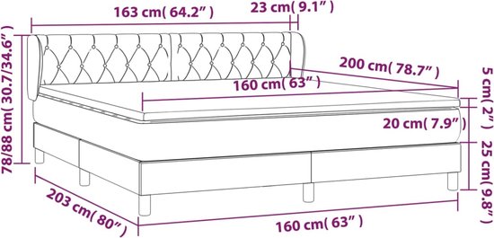 vidaXL - Boxspring - met - matras - fluweel - zwart - 160x200 - cm