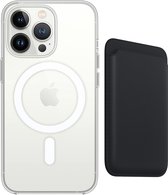 Apple Clear MagSafe Case met magnetic Wallet Card Holder voor iPhone 13 Pro - iPhone beschermhoes case inclusief Magsafe Leren kaart houder wallet - Compatibel met iPhone 13 Pro - Zwart