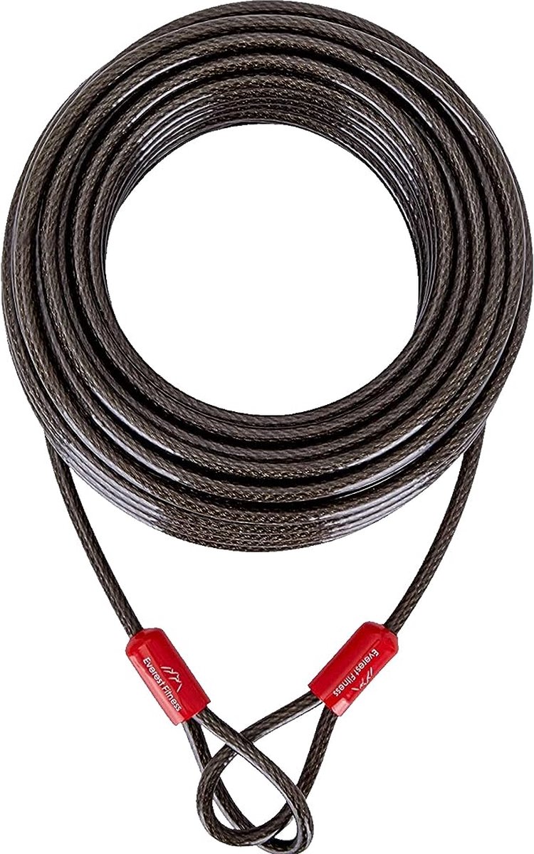 GUNGY Luskabel, staalkabel met ogen, veiligheidskabel, 1 m lang, 4 mm dik, met kunststof ommanteld, voor kabelslot, fietsaanhanger, zwart, 2 stuks