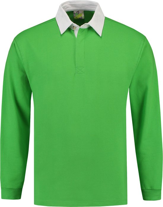 L&S Rugby Shirt voor heren in de kleur Lime maat XL
