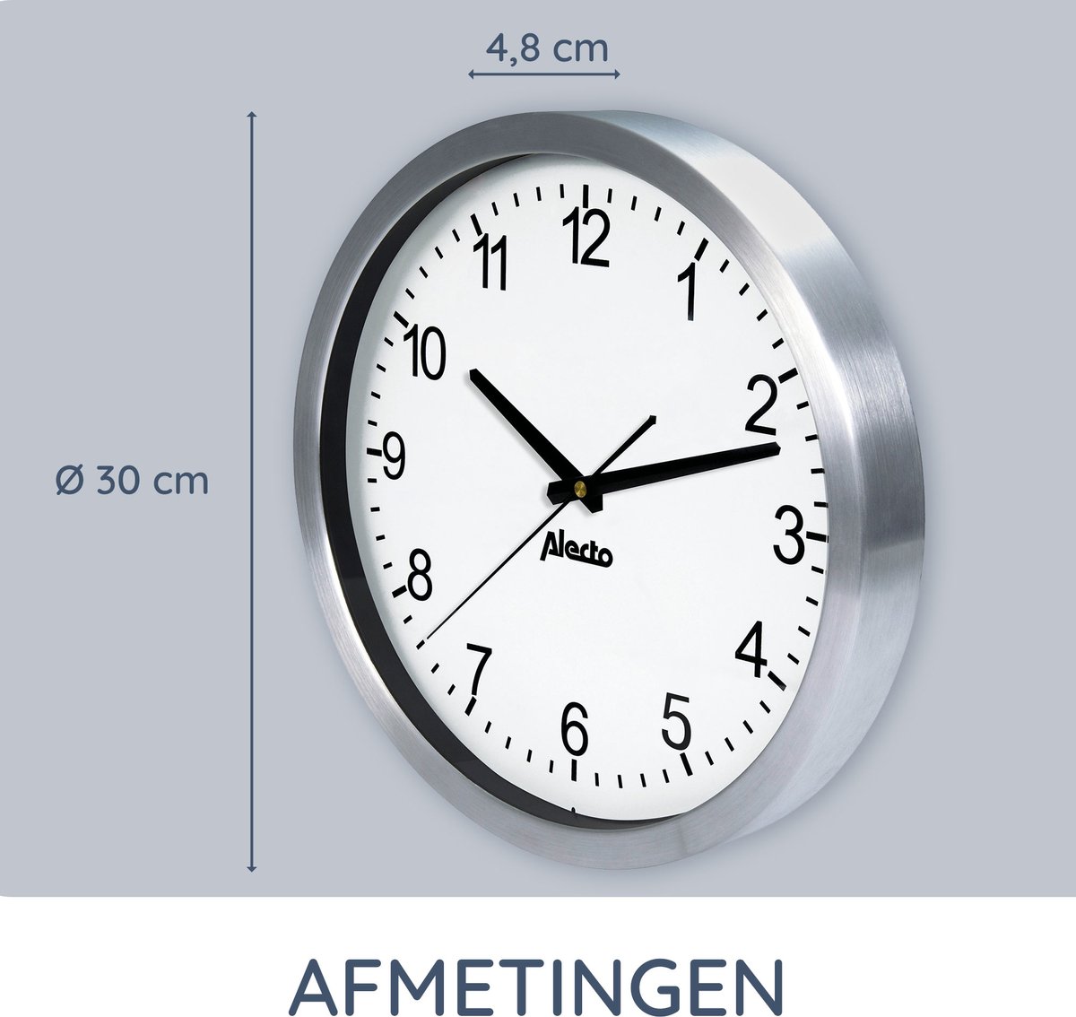 Grote wandklok antiek stijl licht hout-zwart 58 cm 18031065