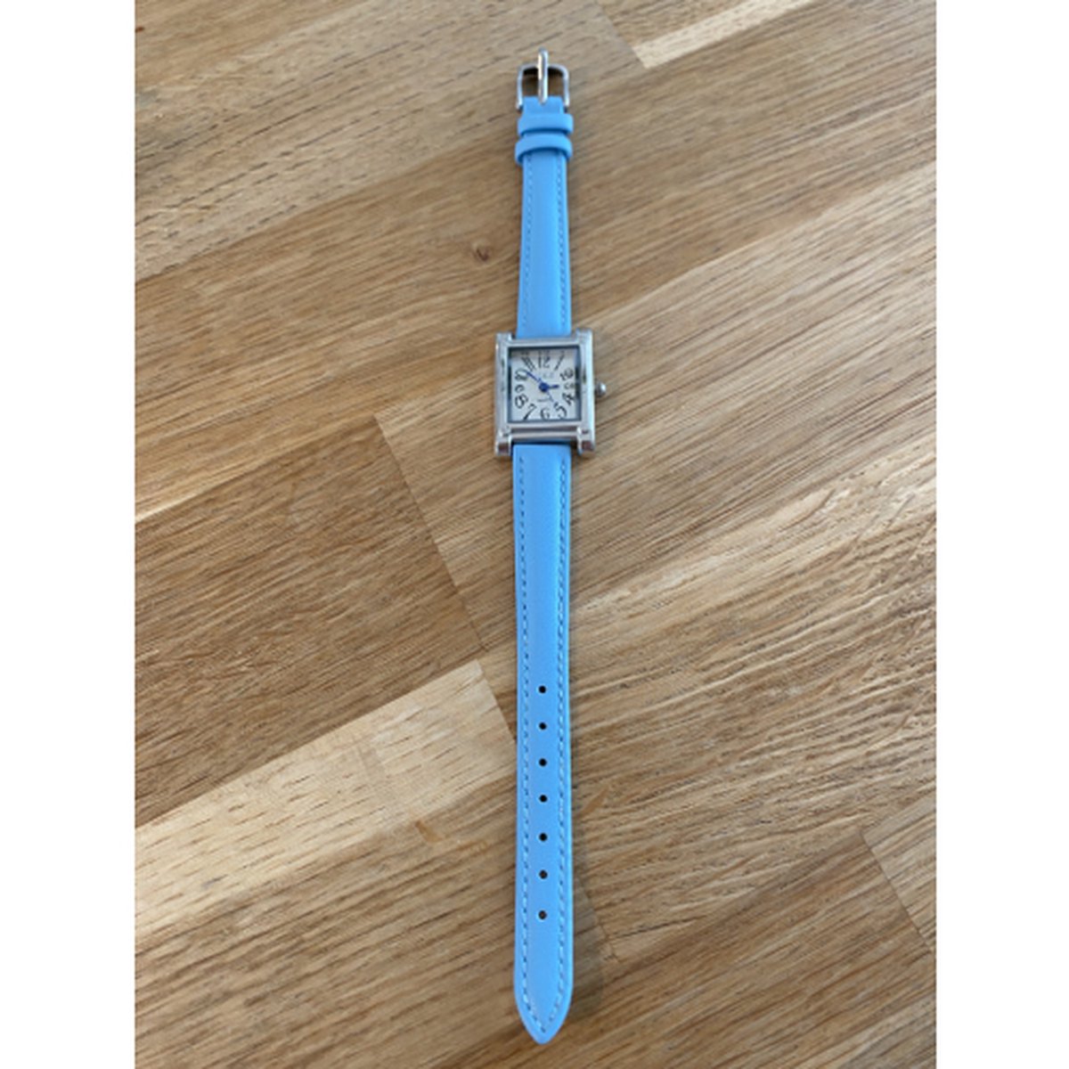 horlogeband-12 mm-lichtblauw-juweliers kwaliteit-leder-anti allergisch