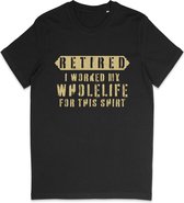 Grappig T Shirt Heren Dames - Met Pensioen - Tekst Print Opdruk - Zwart - M